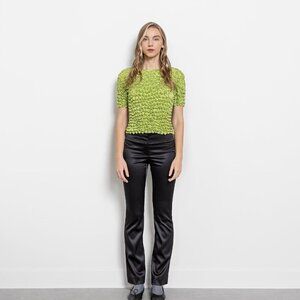 PURE Alfred Sung straiight leg pant W32 Black Satin Dressy